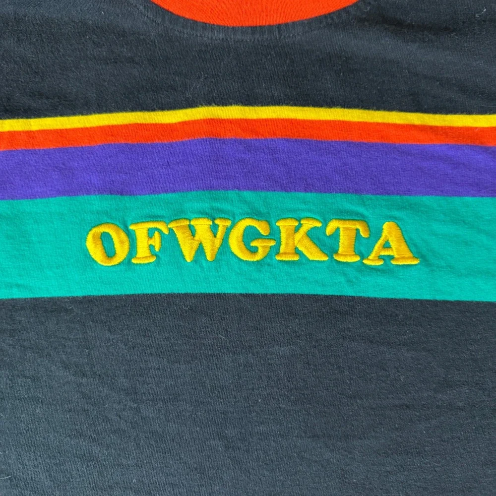 OFWGKTA Odd Future Striped‎ Long Sleeve Shirt Mens Medium Black Teal Purple M